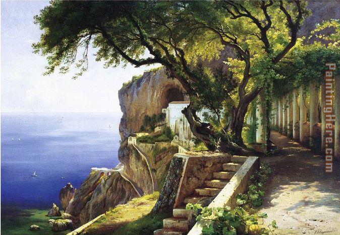 Pergola in Amalfi painting - Carl Fredrik Aagard Pergola in Amalfi art painting